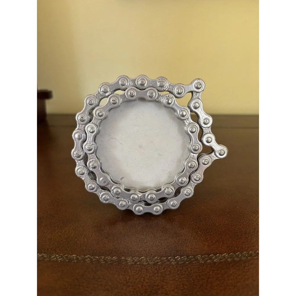 Bicycle Metal Chain Picture Frame Small Photo Artist Created - Real Chain